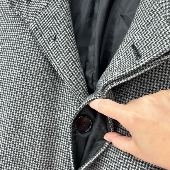 Zara Man Houndstooth Button Front Pea Coat Men’s Size Large - Picture 5 of 13